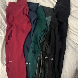 Alo High-Waist Leggings Bundle - Red, Navy, Green, Black